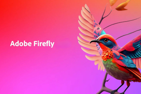 decorative image of adobe firefly bird on red and orange background