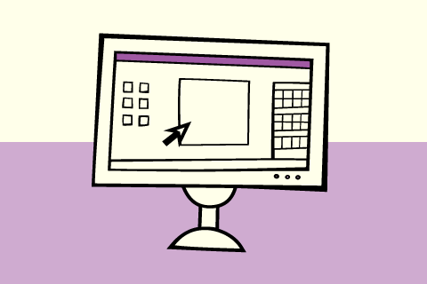 doodle of a computer screen with a mouse pointer moving a window
